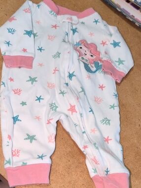 Baby Koalababy Mermaid Pink One-Piece Zip Footless Footie Sleeper Size 3-6M